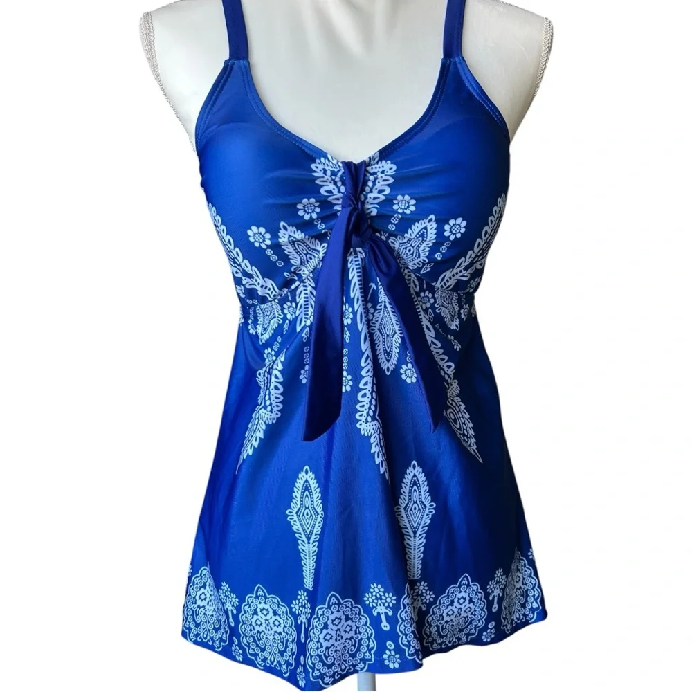 Blue Paisley Tankini Set - Picture 2 of 8